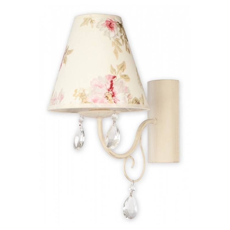 Kremowy kinkiet ścienny Velio Abażur - abażur w kwiaty