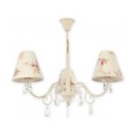 Kremowy żyrandol Velio 3 do salonu - kwiatowy wzór