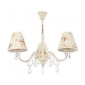 Kremowy żyrandol Velio 3 do salonu - kwiatowy wzór