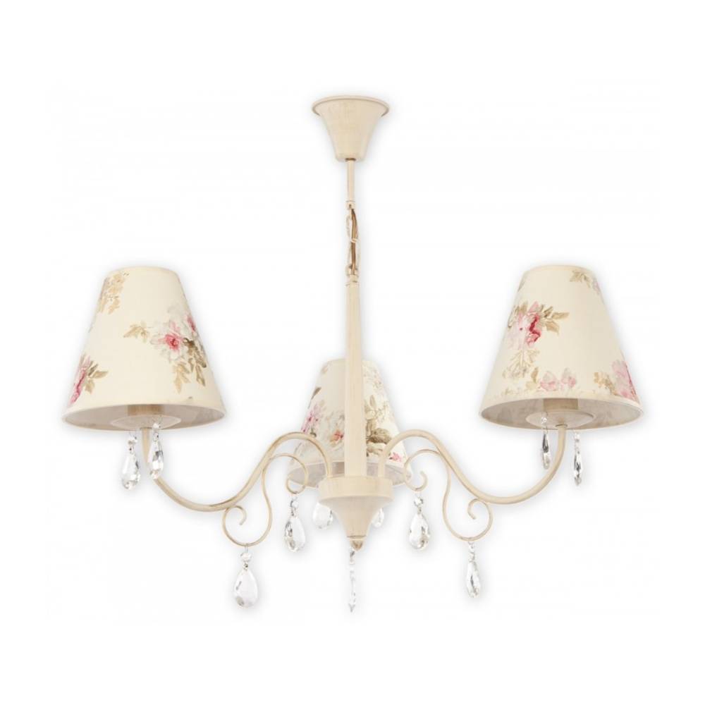 Kremowy żyrandol Velio 3 do salonu - kwiatowy wzór