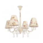 Kremowy żyrandol Velio 4 z abażurami - styl prowansalski