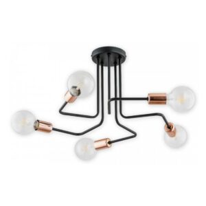 Lampa sufitowa na żarówki Pixi 5 - czerń i miedź