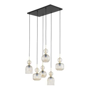 Lampa wisząca Sophia 6 nad stół - 6 bursztynowych kloszy