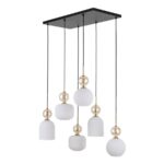 Lampa wisząca Sophia White 6 nad stół - 6 białych szklanych kloszy - dekoracyjna