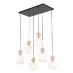 Lampa wisząca Sophia White 6 nad stół - 6 białych szklanych kloszy z ozdobną kulką