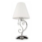 Lampka stołowa Velio z białym abażurem i chromowaną podstawą