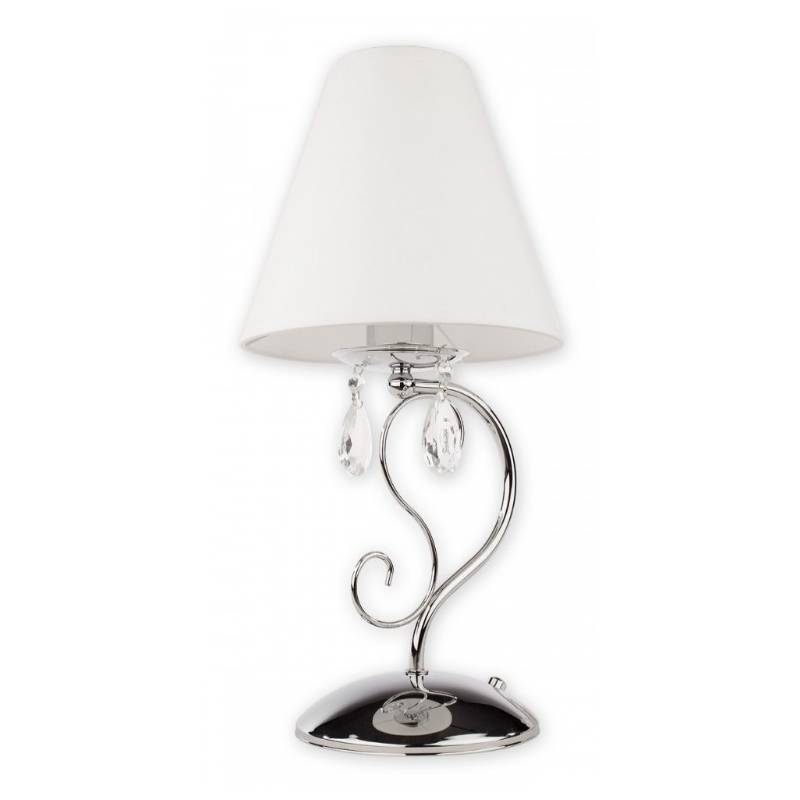 Lampka stołowa Velio z białym abażurem i chromowaną podstawą