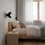 Minimalistyczny plafon kinkietowy Bibi - aranżacja sypialni