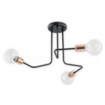 Minimalistyczny żyrandol Pixi 3 do salonu - czerń i miedź