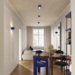 Niebieska 2-punktowa lampa sufitowa Aura 2 ryflowana - do wąskich pomieszczeń