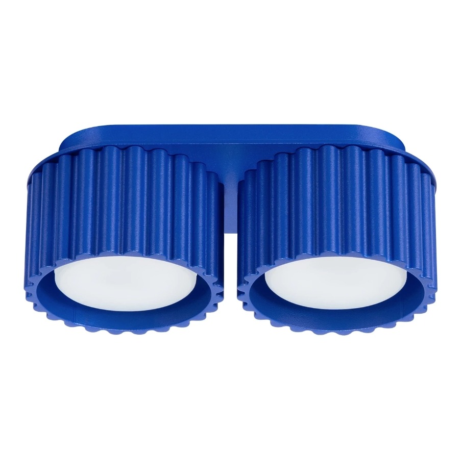 Niebieska 2-punktowa lampa sufitowa Aura 2 - ryflowana