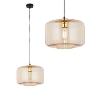 Nowoczesna lampa wisząca Alma 30 - bursztynowy szklany klosz
