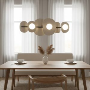 Nowoczesna lampa wisząca Elementi 6 - beżowa z kulami