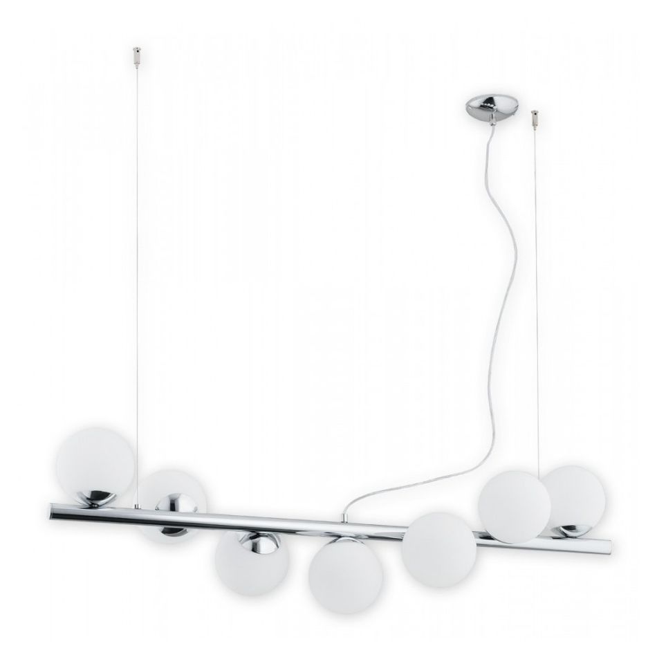 Nowoczesna srebrna lampa wisząca Osso 7 - klosze kule