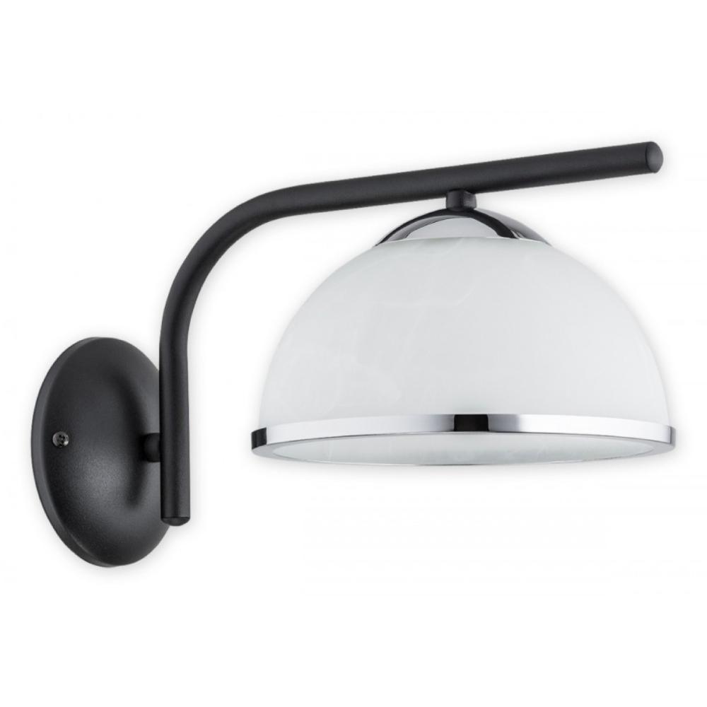 Nowoczesny kinkiet Lava czarno-srebrny - szklany klosz