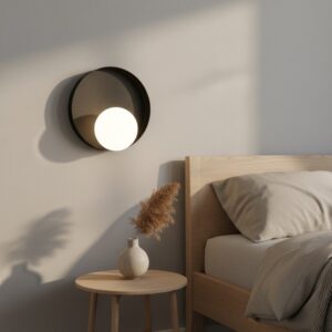 Nowoczesny kinkiet Kido - czarny z białą kulą