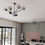 Nowoczesny żyrandol do salonu Hunter 6 - szare kule