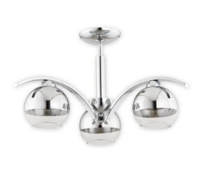 Piękny żyrandol sufitowy Leo 3 - srebro i szkło