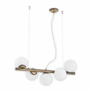 Podłużna lampa wisząca Osso 5 patyna - nad stół do jadalni