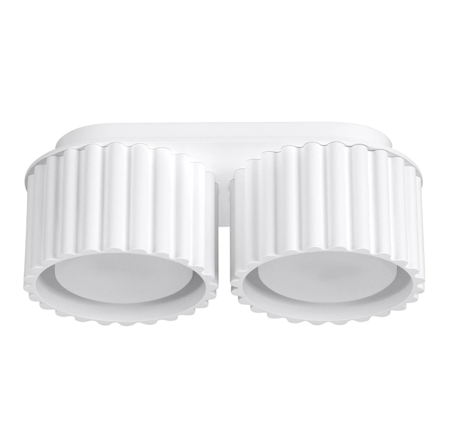 Podwójna biała tuba sufitowa Aura 2 - ryflowana