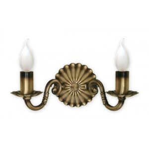 Podwójny klasyczny kinkiet świecznikowy Prima 2 patyna