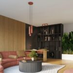 Pomarańczowa lampa sufitowa Karbon 3L - do salonu