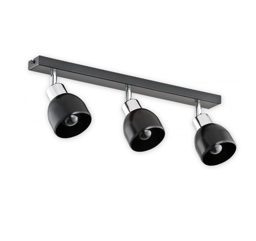 Potrójna czarna lampa sufitowa Feniks 3 - ruchome klosze