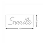 Różowy neon LED na ścianę - napis Smile - wymiary