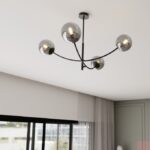 Ruchoma lampa sufitowa do salonu Hunter 4 - grafitowe kule