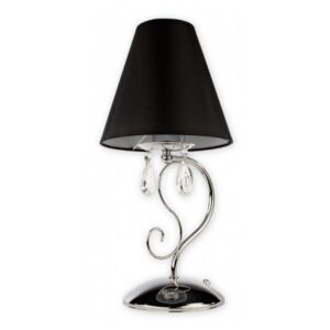 Srebrna elegancka lampka Velio na komodę - czarny abażur