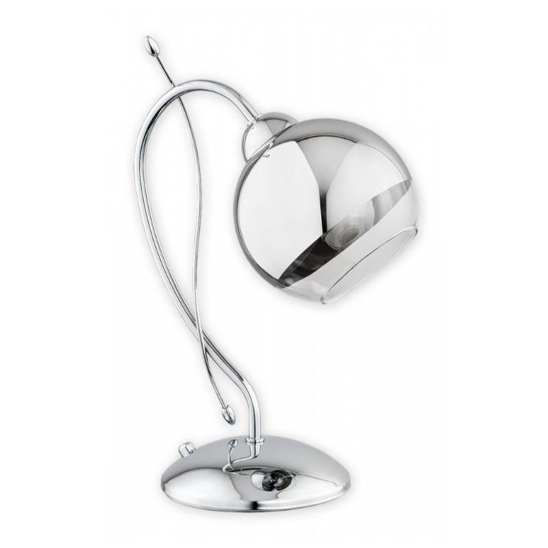 Srebrna lampa nocna na stolik Trama - szklany klosz