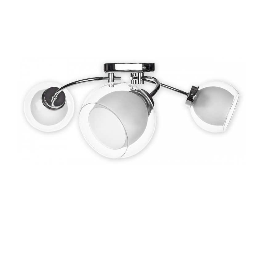 Srebrna lampa sufitowa Dexy 3 - szklane klosze