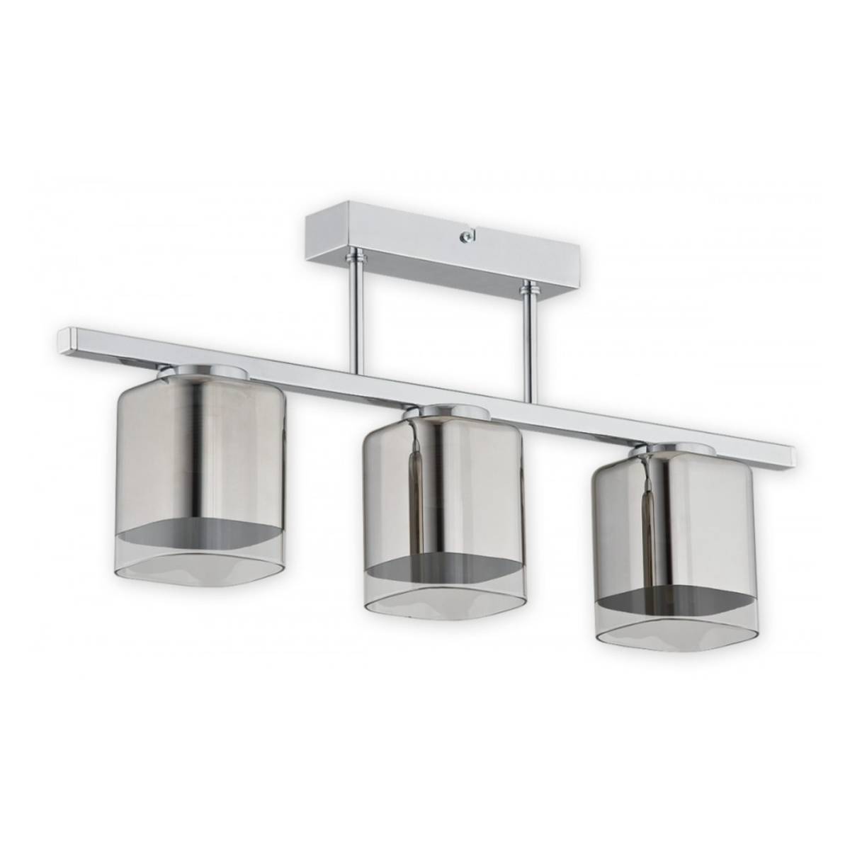 Srebrna lampa sufitowa Savia 3 do salonu - 3 szklane klosze