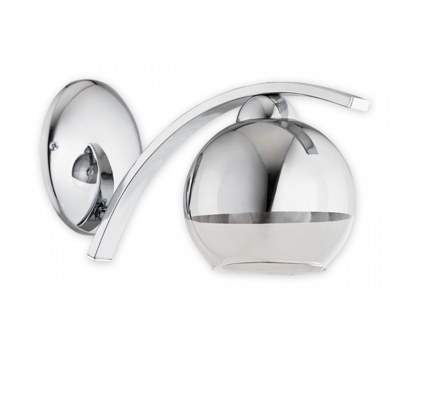 Srebrny kinkiet Leo - srebrna szklana kula