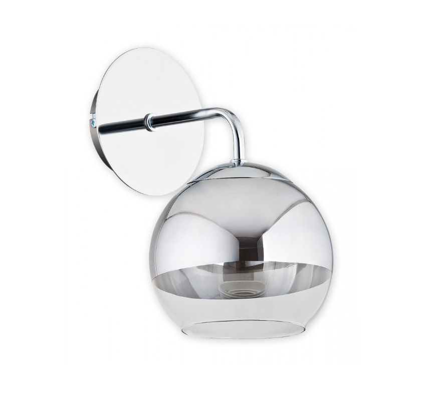 Srebrny klasyczny kinkiet kula Colours - szklany