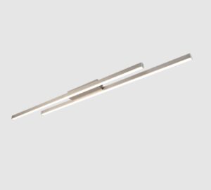 Srebrny nowoczesny plafon Odio z dwiema listwami LED