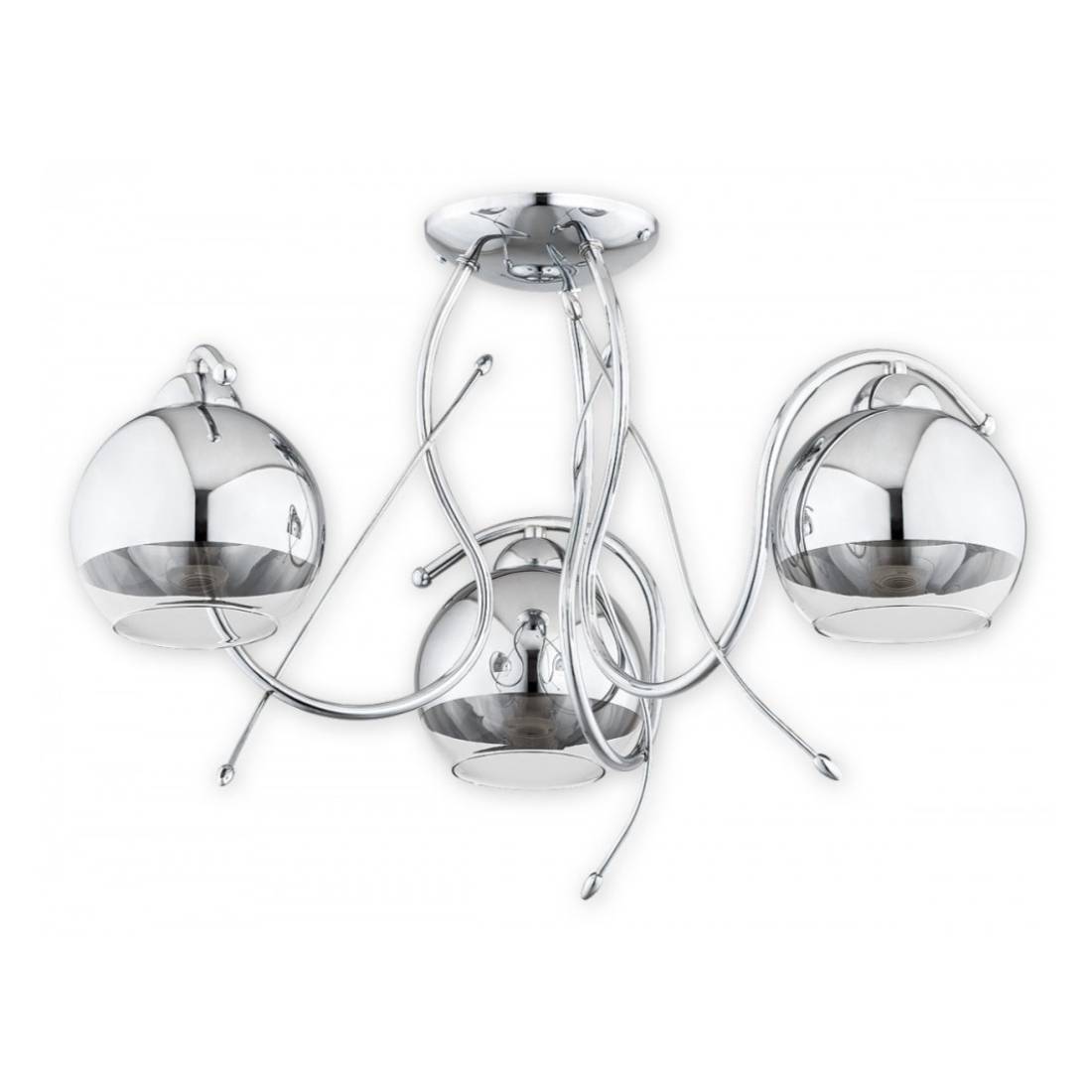 Srebrny żyrandol Trama 3 szklane klosze - modern classic