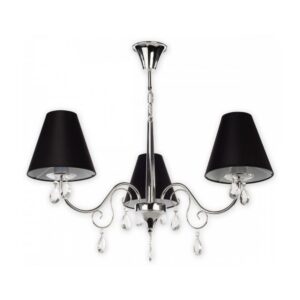 Srebrny żyrandol Velio 3 z czarnymi abażurami - Lemir