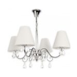 Srebrny żyrandol Velio 4 z białymi abażurami – Lemir