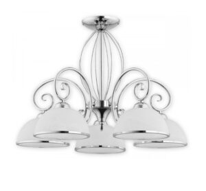 Srebrny żyrandol do do salonu w bloku Indra 5 - szklany