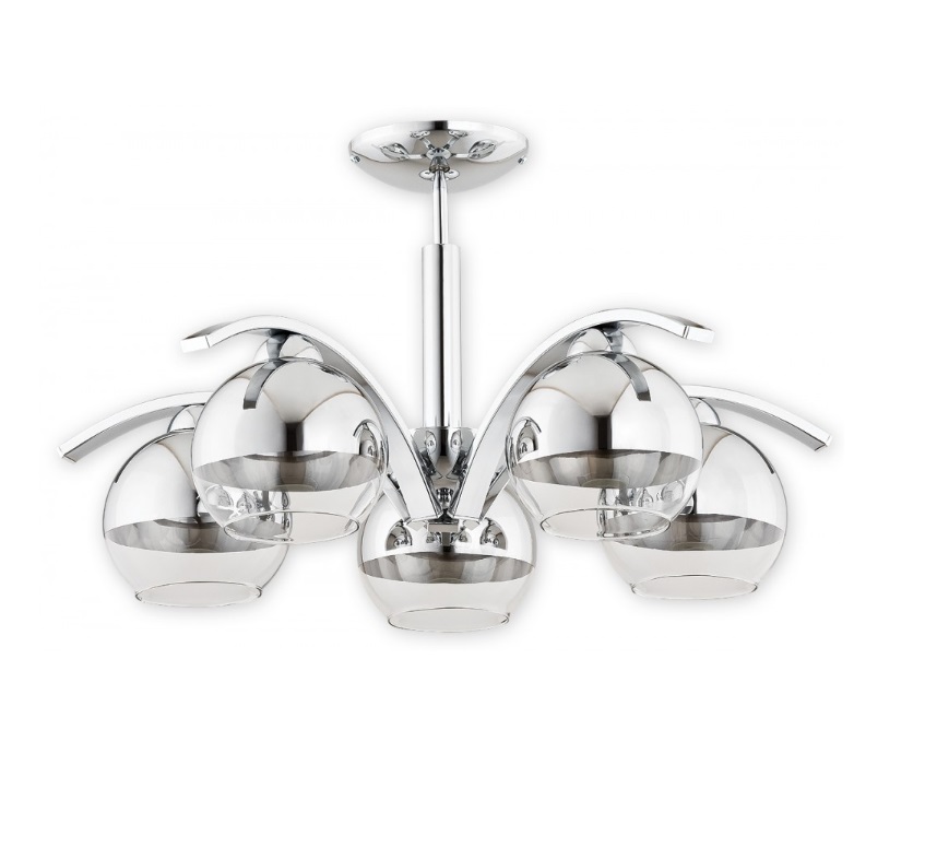 Srebrny żyrandol sufitowy Leo 5 - szkło glamour