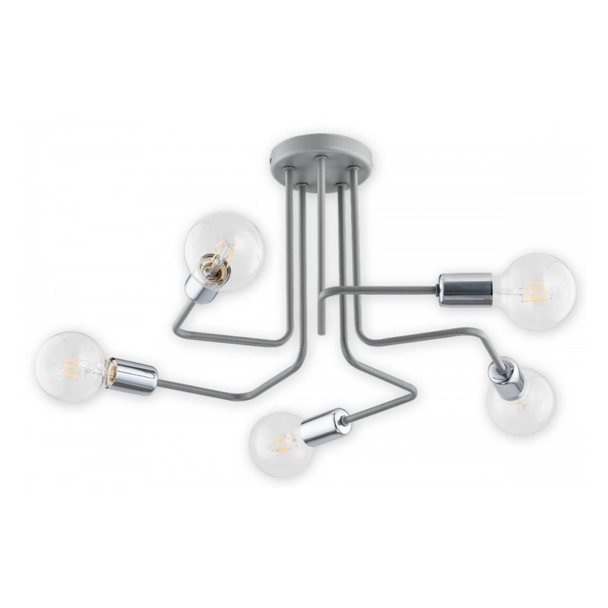 Szara nowoczesna lampa sufitowa Pixi 5 - na żarówki