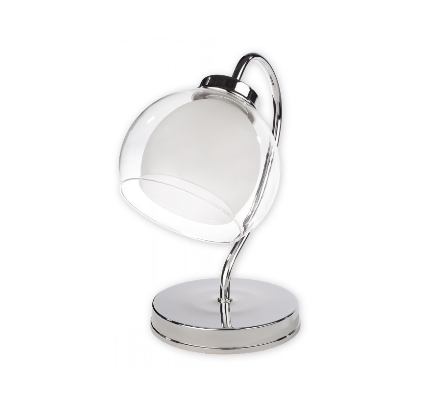 Szklana mała lampka stołowa Dexy - srebrna