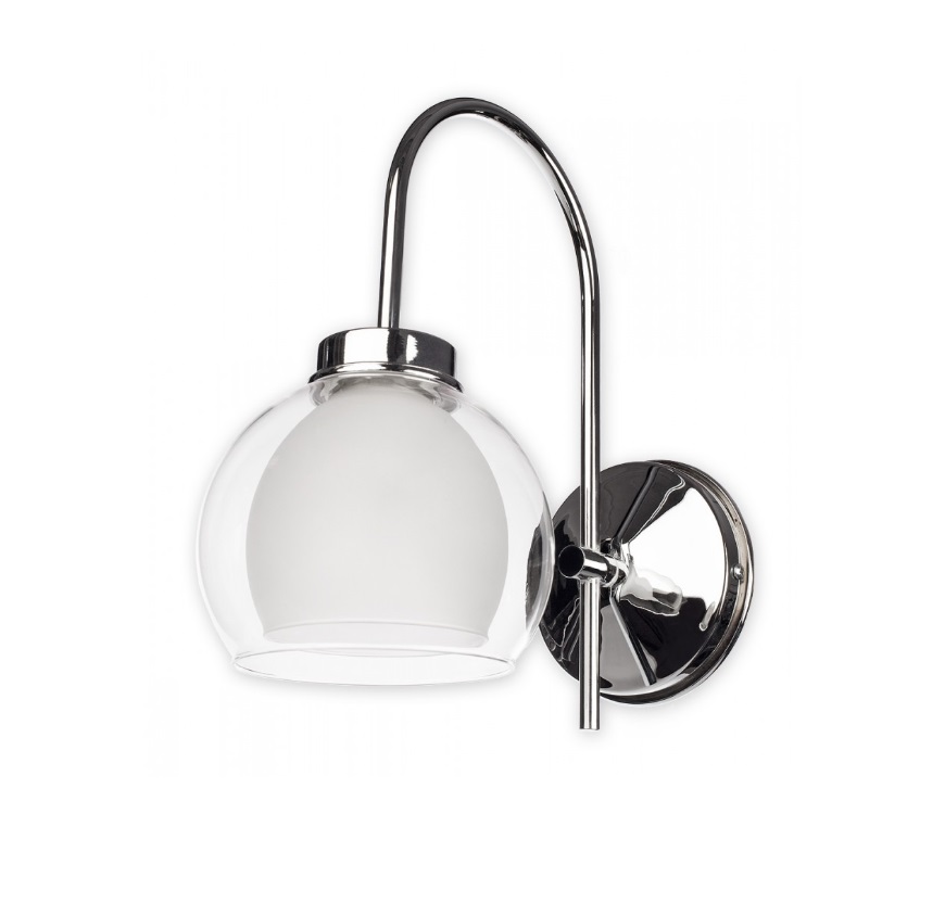 Szklany kinkiet Dexy - srebrne ramię