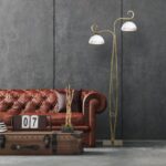 Złota lampa stojąca do salonu Wivara - klasyczna