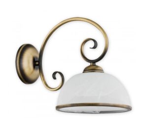 Złoty kinkiet klasyczny Indra - mleczne szkło