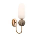 Złoty kinkiet z białym kloszem Roma Gold - do salonu