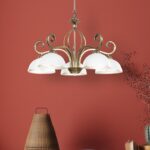 Złoty klasyczny żyrandol do sypialni Wivara 5 - szklany