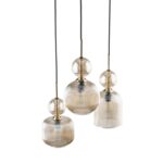 Zwis sufitowy Sophia Cognac 3 - szklane klosze z dekoracyjna kulką