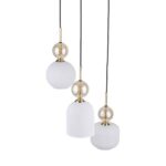 Zwis sufitowy Sophia Cognac White 3 - ryflowany szklany biały klosz